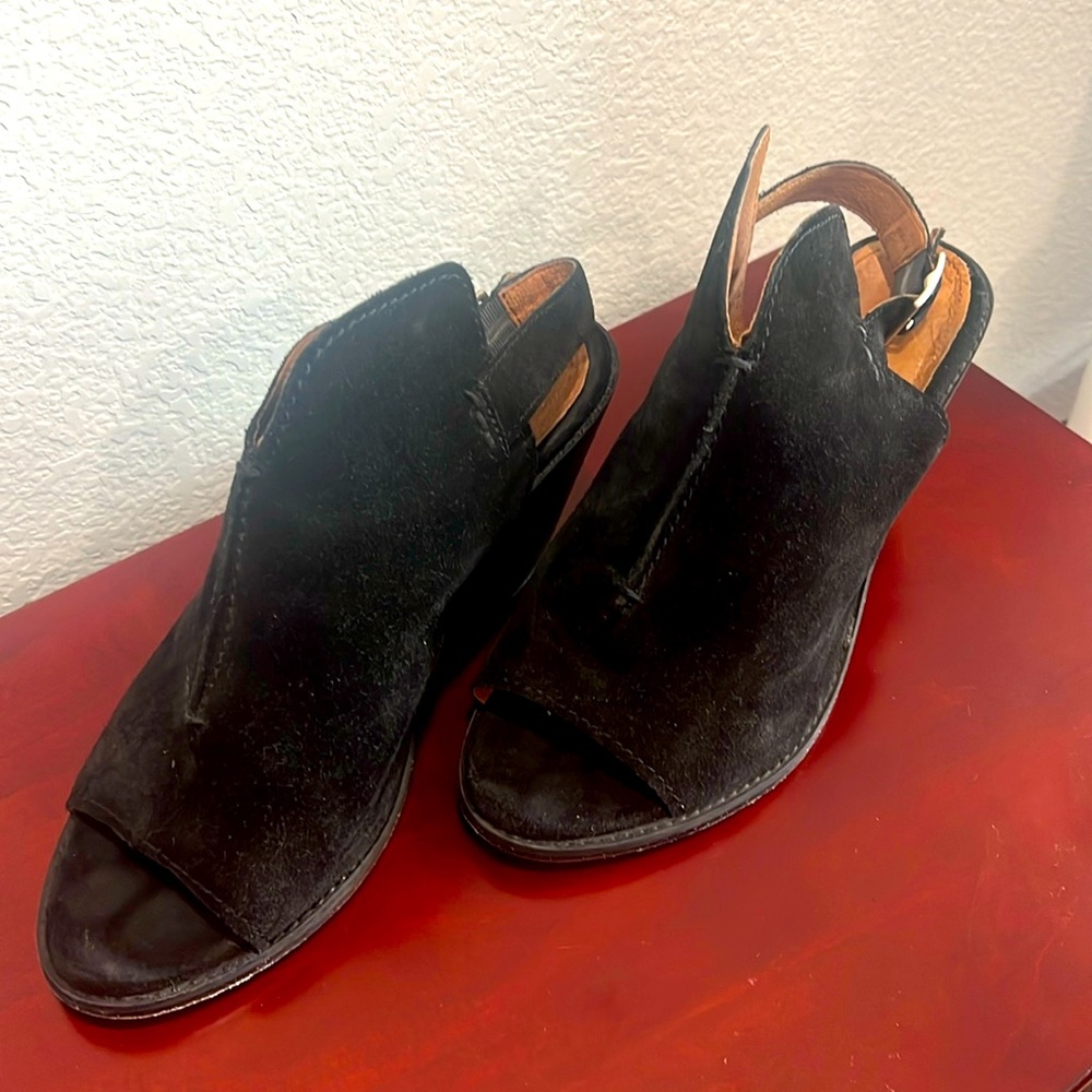 Frye open toe sling back bootie